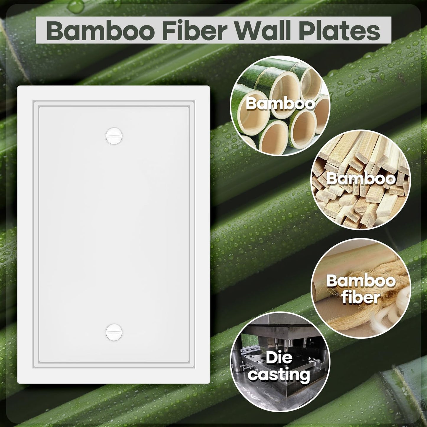 4 Pack Single Blank Outlet Cover Plate White Classic Decorative Blank Light Switch Plates Cover 1 Gang Blank Wall Plate for Duplex Toggle