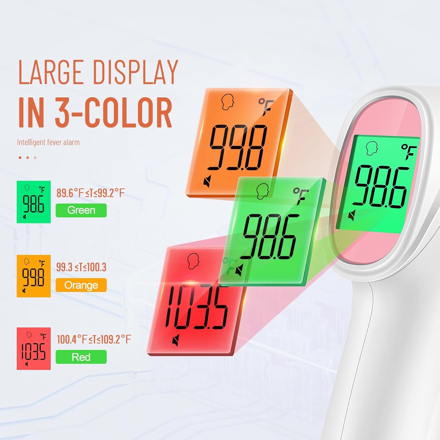 Forehead Thermometer for Adults, Kids & Babies, No-Touch Digital Thermometer with LCD Backlight Display, FSA HSA Eligible, Fever Alarm and 1s Instant Reading - Pink