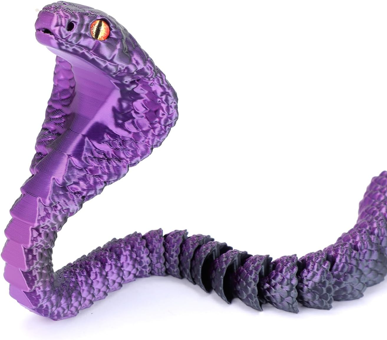 25" 3D Printed Snake, 3D Printed Fidget Animals,3D Crystal Snake Flexible Joints Home Decor Executive Desk Toys,Home Office Decor Executive Desk Toys for Autism/ADHD (Black (Black Purple)