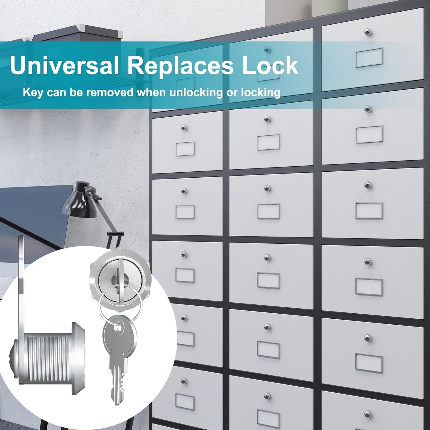 6 Pcs Cabinet Locks with Keys, 5/8 Inch Cam Lock Keyed Alike, RV Cam Lock for RV Storage Door, Cabinet and Drawer, Tool Box Locks with Keys, Zinc Alloy