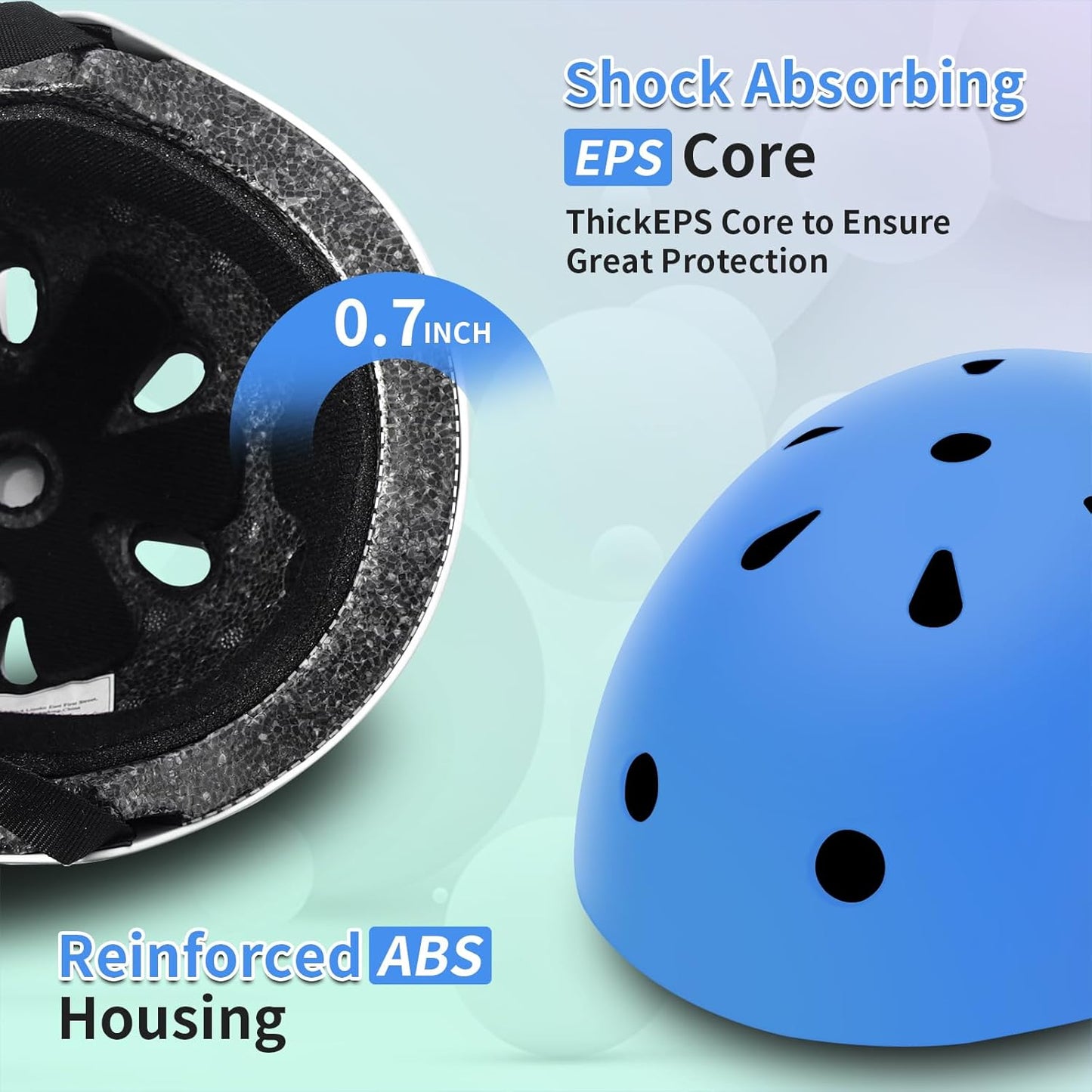 Adjustable Kids Bike Helmet with Knee & Elbow Pads Set, Color Gradient Design for Boys and Girls Aged 3-14+, for Skateboarding, Scooter, Roller & Inline Skating, Longboard