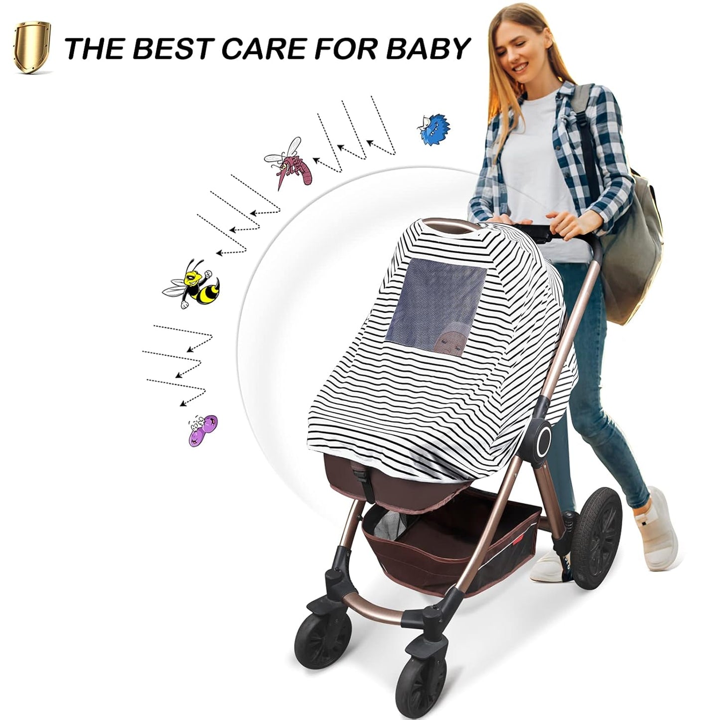 Baby Nursing Cover & Nursing Poncho - Multi Use Cover for Baby Car Seat Canopy, Shopping Cart Cover, Stroller Cover, 360° Full Privacy Breastfeeding Coverage, Baby Shower Gifts for Boy&Girl