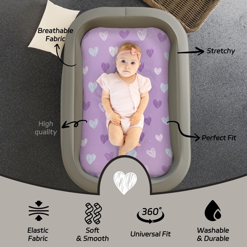 4 Pack Baby Girl Bassinet Sheets Set Soft Fitted Floral or Elephant Theme Baby Girl Mattress Covers Breathable Toddler Bed Sheets for Infant or Newborn Girls (Elephant, Bassinet Sheets)