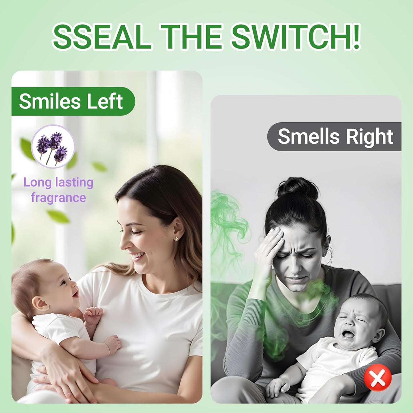 Diaper Pail Refill Bags | Compatible with Genie Easy Roll Refill Signature & Platinum Pails | 30 bags Per Refill | Extra Thick | 7-Layer Odor-Barrier Technology | Lavender Scented