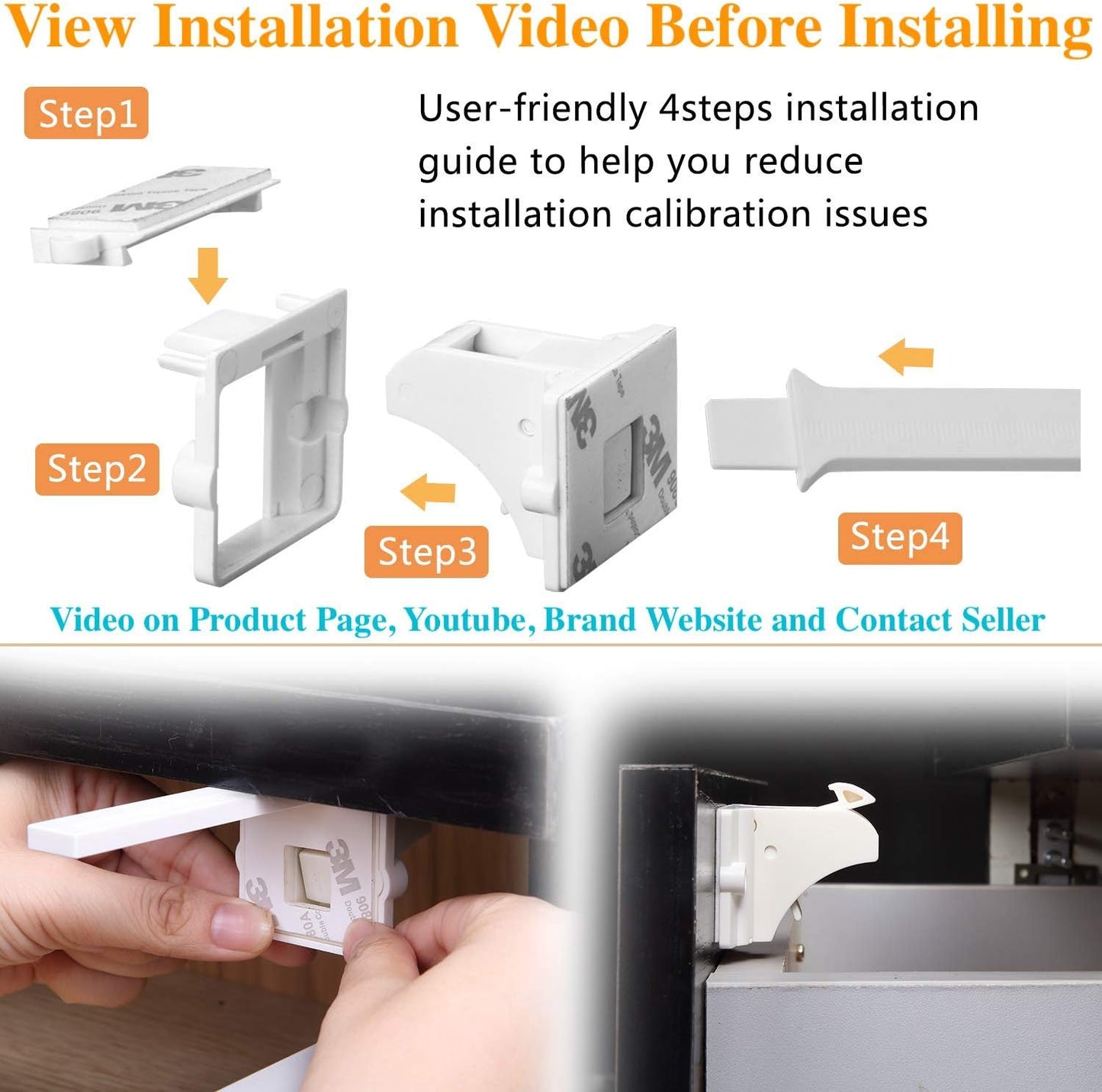 Vmaisi Adhesive Magnetic Locks for Cabinets & Drawers (40 Locks and 4 Keys)