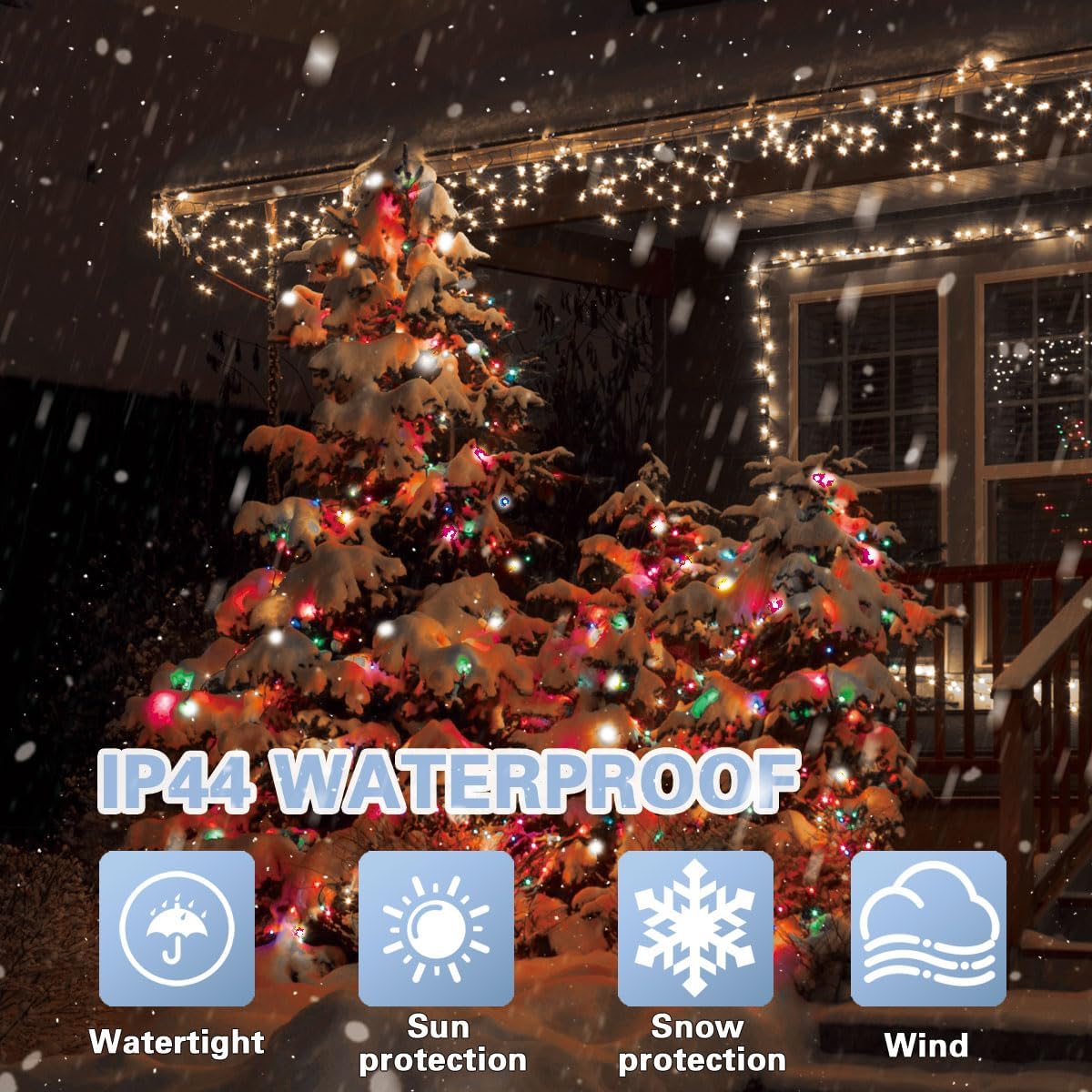 66ft Christmas Decorative Mini Lights, 200 LED Green Wire Fairy Starry String Lights Plug in, 16 Lighting Modes for Outdoor Xmas Tree Wedding Party Decoration (Warm and Multicolor)