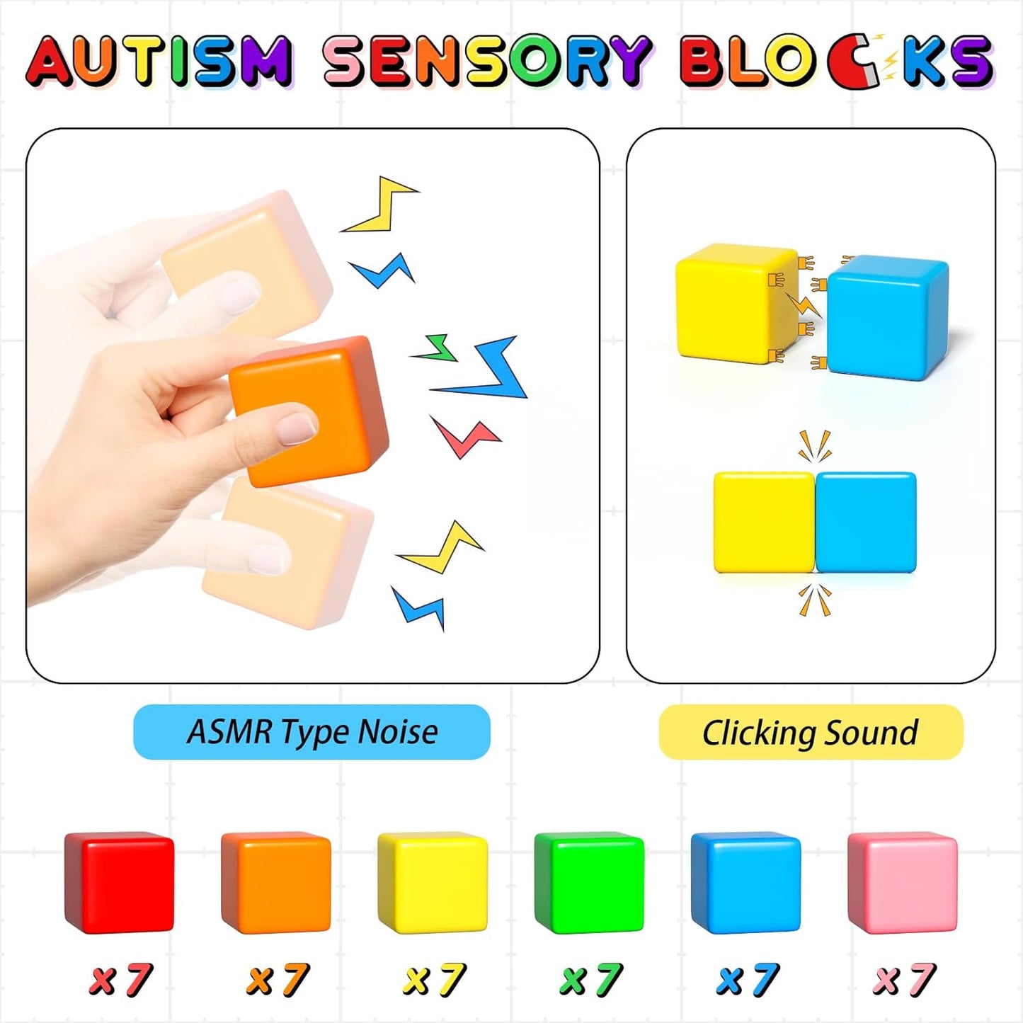 42PCS Magnetic Blocks, Gifts for 3 4 5 6 Year Old, Magnet Building Blocks for Toddlers, Girls & Boys, Sensory - Montessori - Autism - Magnetic Toys for Kids Ages 3-5 4-8