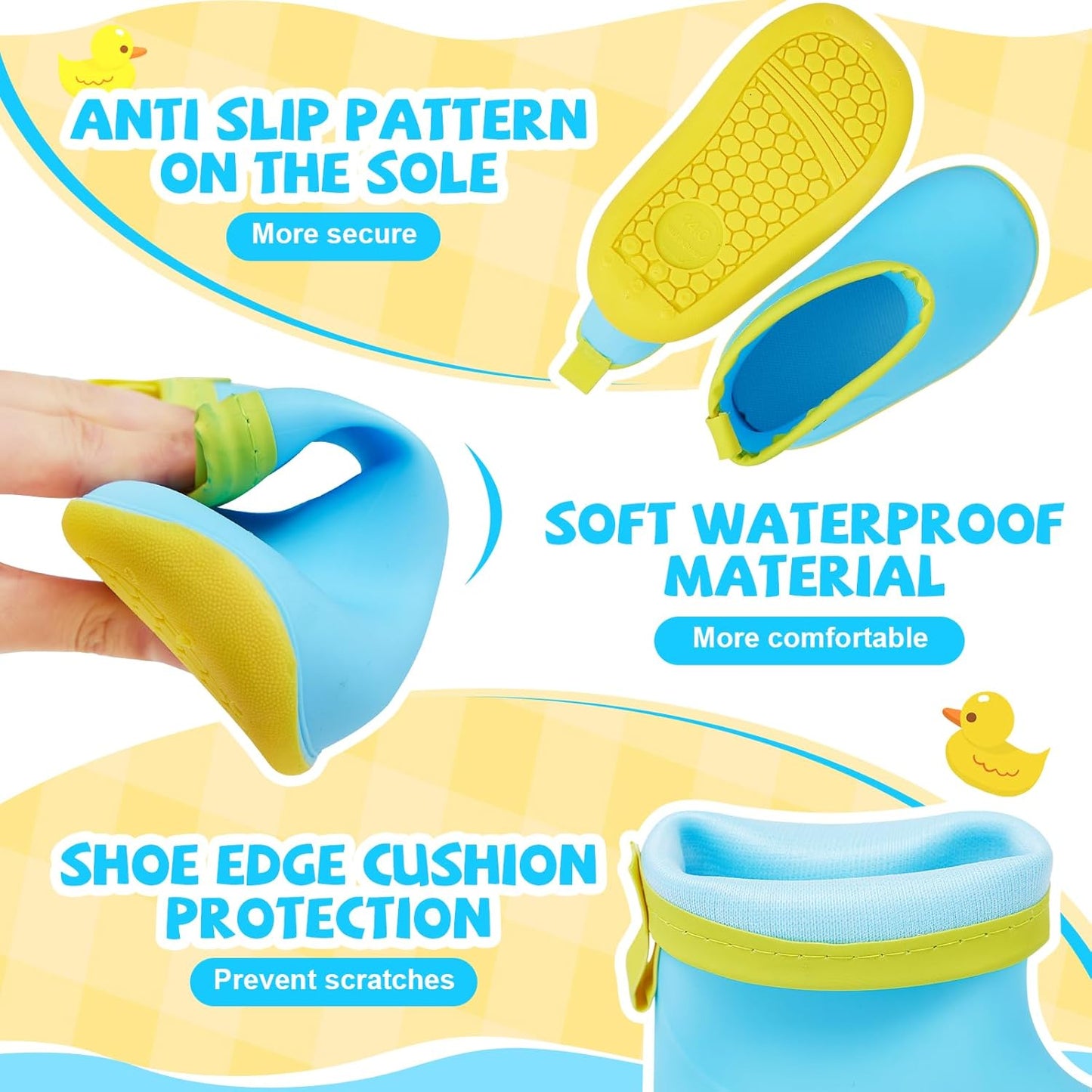 2 Pcs Toddler Raincoat Rain Boots Set Kids Baby Cartoon Hoodie Zipper Jacket Short Rain Shoes for Little Boys Girls