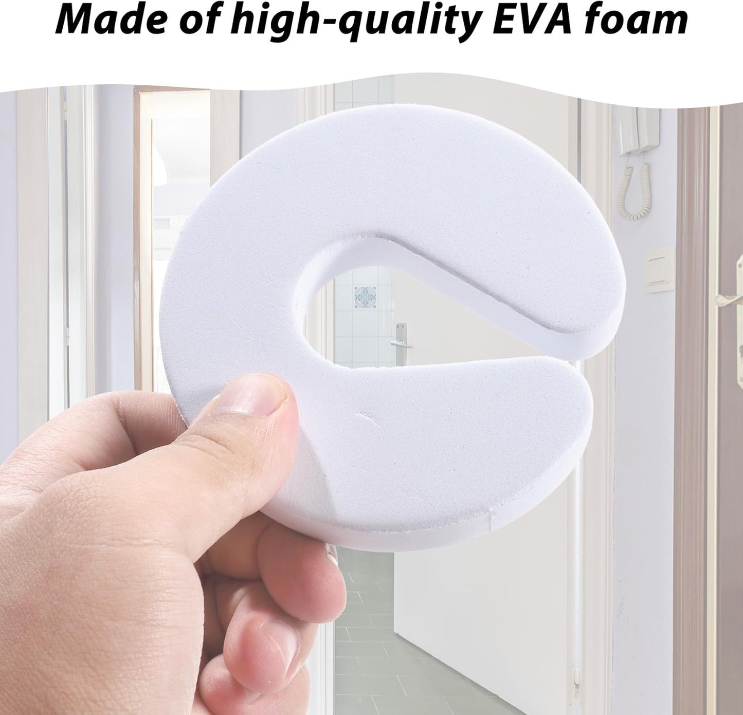 6 Pack Cat Safety Doors Stoppers Finger Pinch Guard EVA Foam Anti Door Slam Stopper to Keep Doors Open Stop Door from Slamming - White