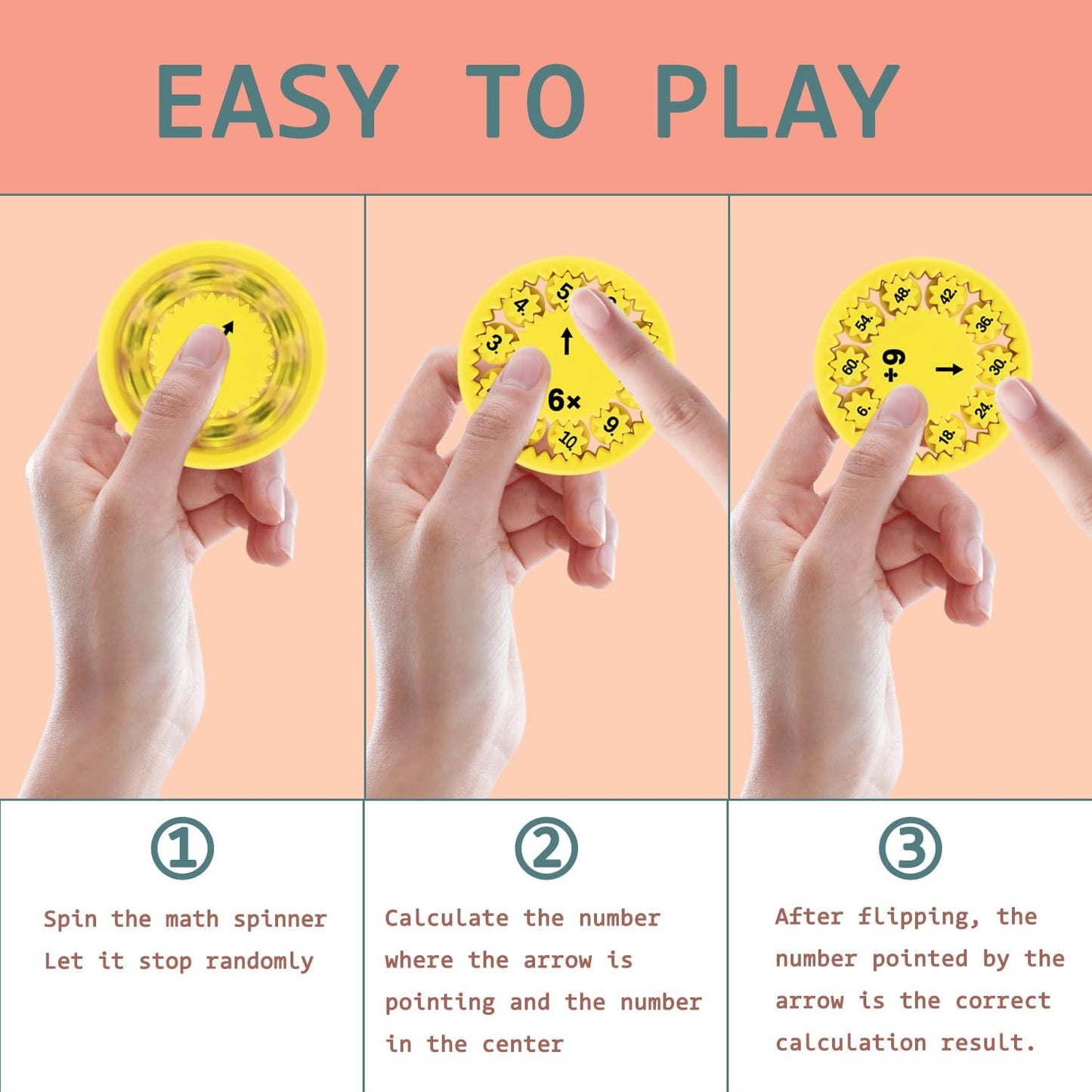 9PCS Math Fidget Spinner Math Fact Fidget Spinners Multiplication & Division Learning Fidget Math Fidget Toy Math Learning & Education Toys Game for Kids Kindergarten Home School Classroom