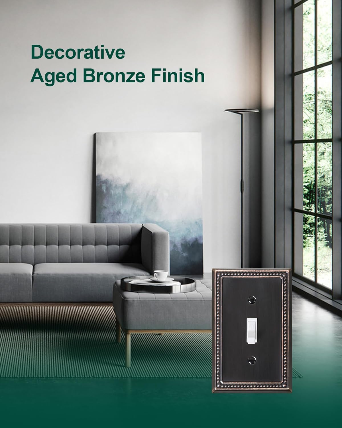 6-Pack Single Toggle Light Switch Cover Plate, Pearls Decorative Switch Plate Covers, Aged Bronze 1 Gang Metal Wall Plate, Corrosion Resistant