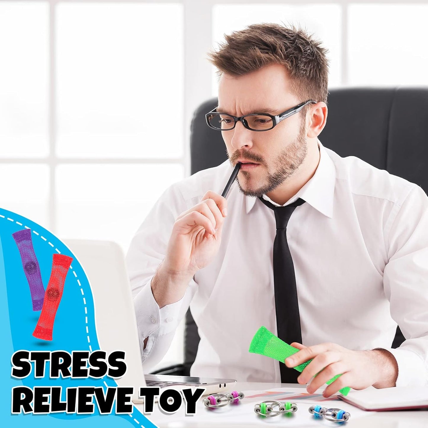 80 Pcs Fidget Toys Bike Chain Fidget Toy Flippy Fidget Toy Soothing Fidgets Stress Anxiety Relief for Teens Adults ADHD Autism Finger Toys, 5 Colors (40 Pcs)