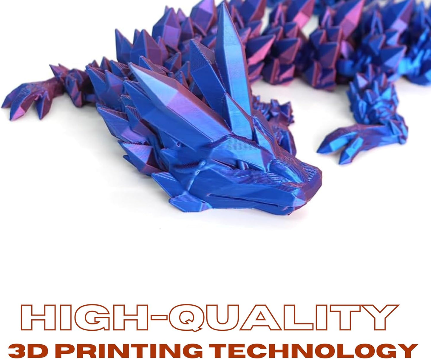 3D Printed Dragon Fidget Toy, Full Articulated Dragon Crystal Dragon, Home Office Decor Executive Desk Toys, Fidget Toys for ADHD (Color 1)