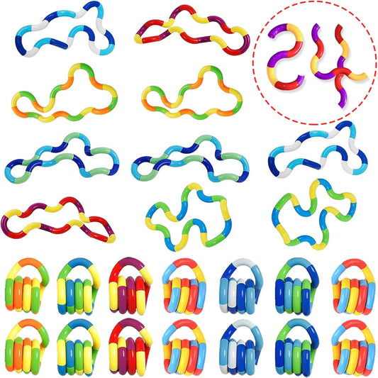 24PCS Quiet Fidget Toys Sensory Fidget Toys for Unique Fidget Experience, Multicolor Twisty Fidget Toys for Relaxation, Brain Imagination Tools, Relax Therapy Educational Toy for Adults,Boys,Girls