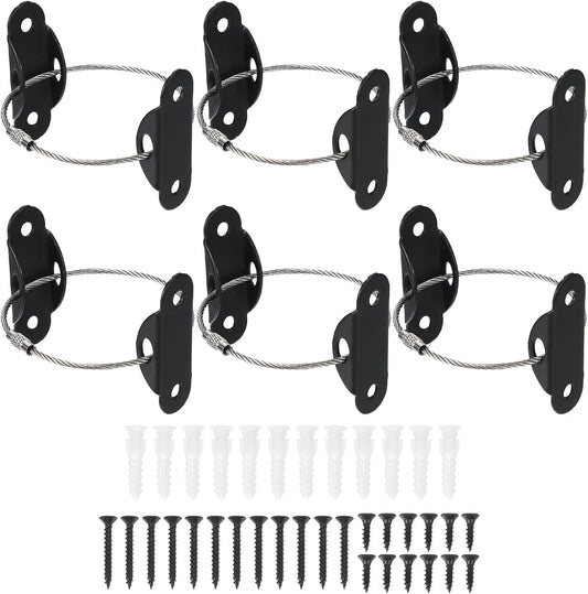 MECCANIXITY Furniture Anchors, 8 Inch Anti Tip Furniture Anchors Stainless Steel Furniture Securing Wall Anchors for Earthquake Straps Home Safety, Black 6 Sets