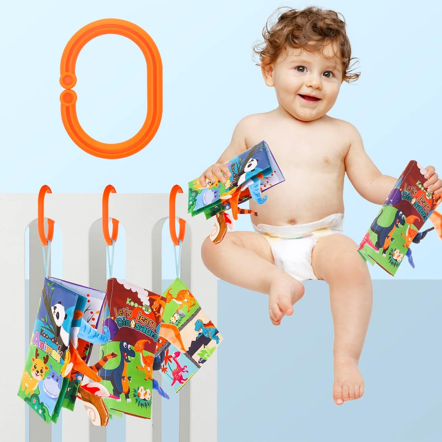 3 Pcs, Baby Books 0-6 Months, Crinkle Books for Babies, Touch and Feel Books for Infants, Infant Tummy Time Toys 0 6 9 Months, Sensory Toys for Babies, Baby Books