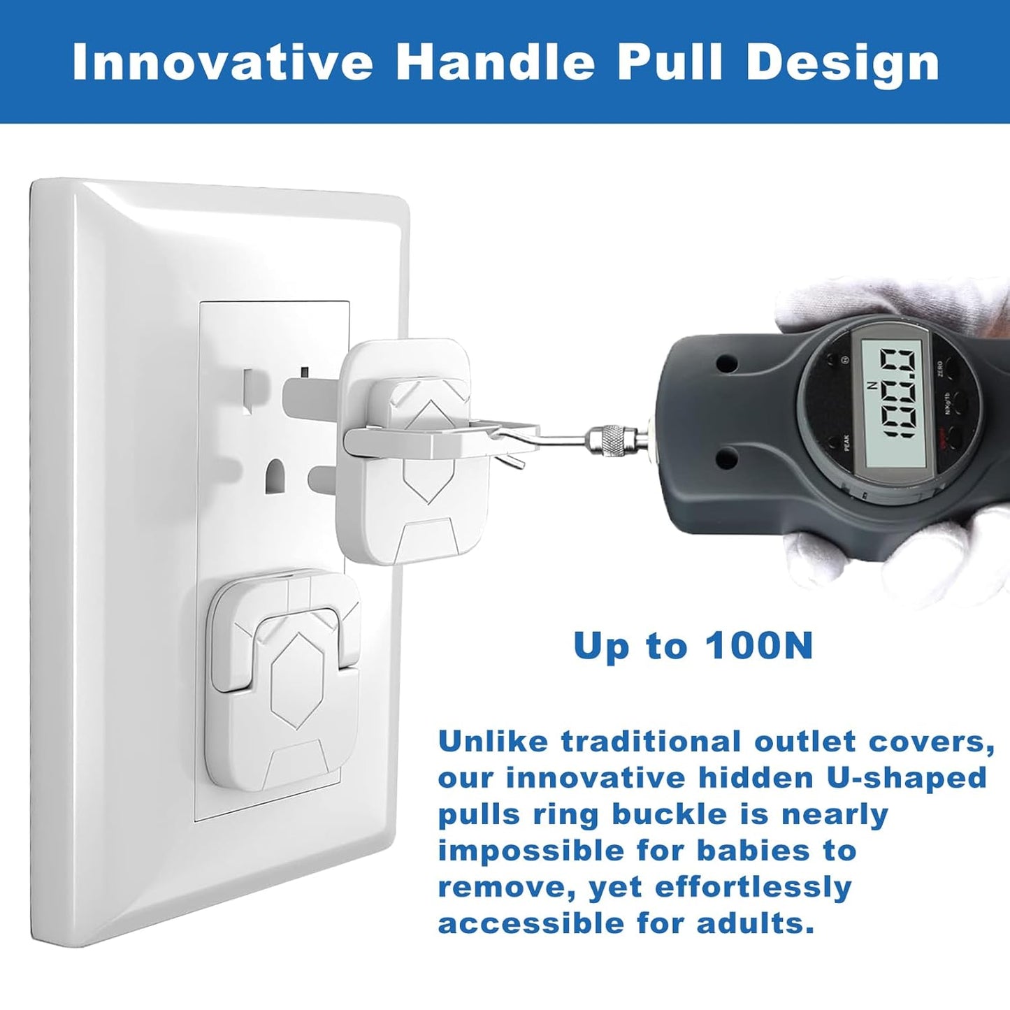 Outlet Covers Baby Proofing Plug - 60 Pack Socket Safety Plug Covers Electrical Outlets Cover Child Proof Protectors for Kids Home Safety 3-Prong Square with Handle Pull White Baby Essentials Items