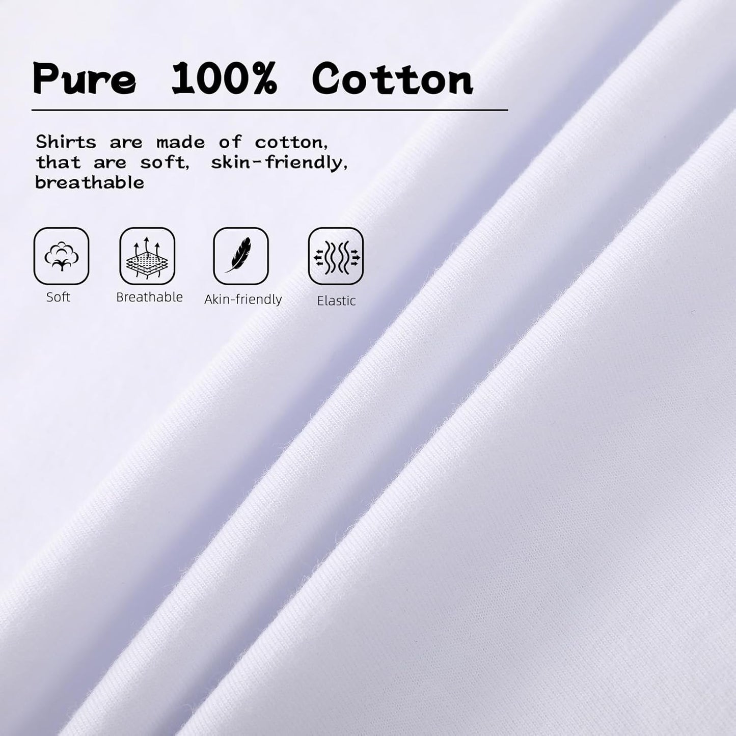 6-Pack Kids Cotton T-Shirts Short Sleeve Basic Tops for Toddlers Boys and Girls