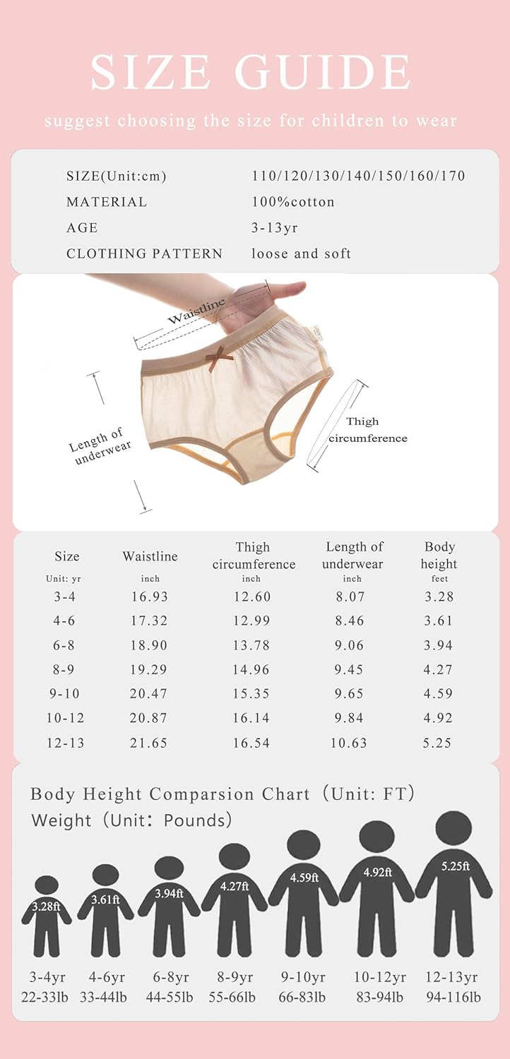 GZMM Girls Underwear Organic Cotton Panties Toddler Kids Briefs