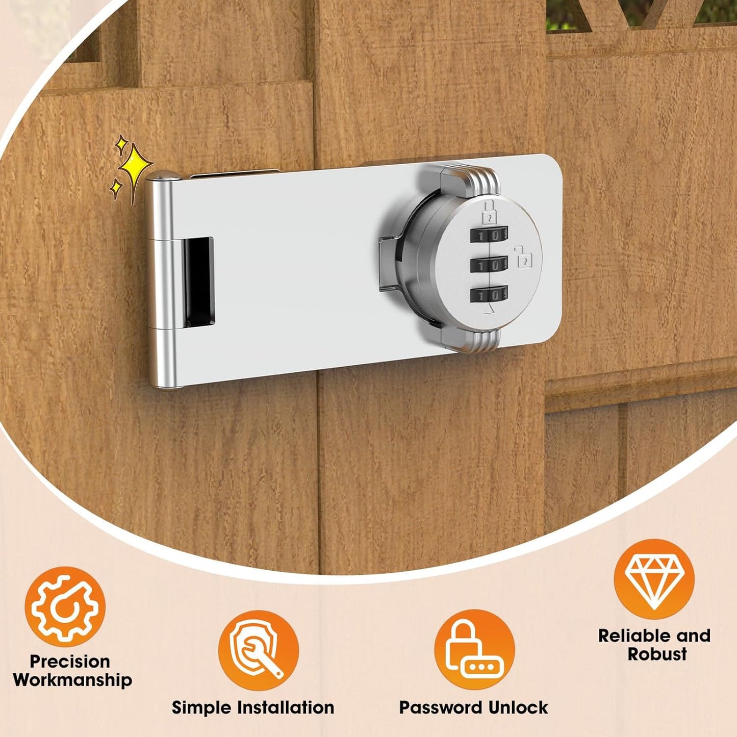 3-Digit Combination Cabinet Lock, 4.5" Keyless Safety Drawer Lock for Lockers, Small Doors, Closets, Storage, Office (2, Silver)