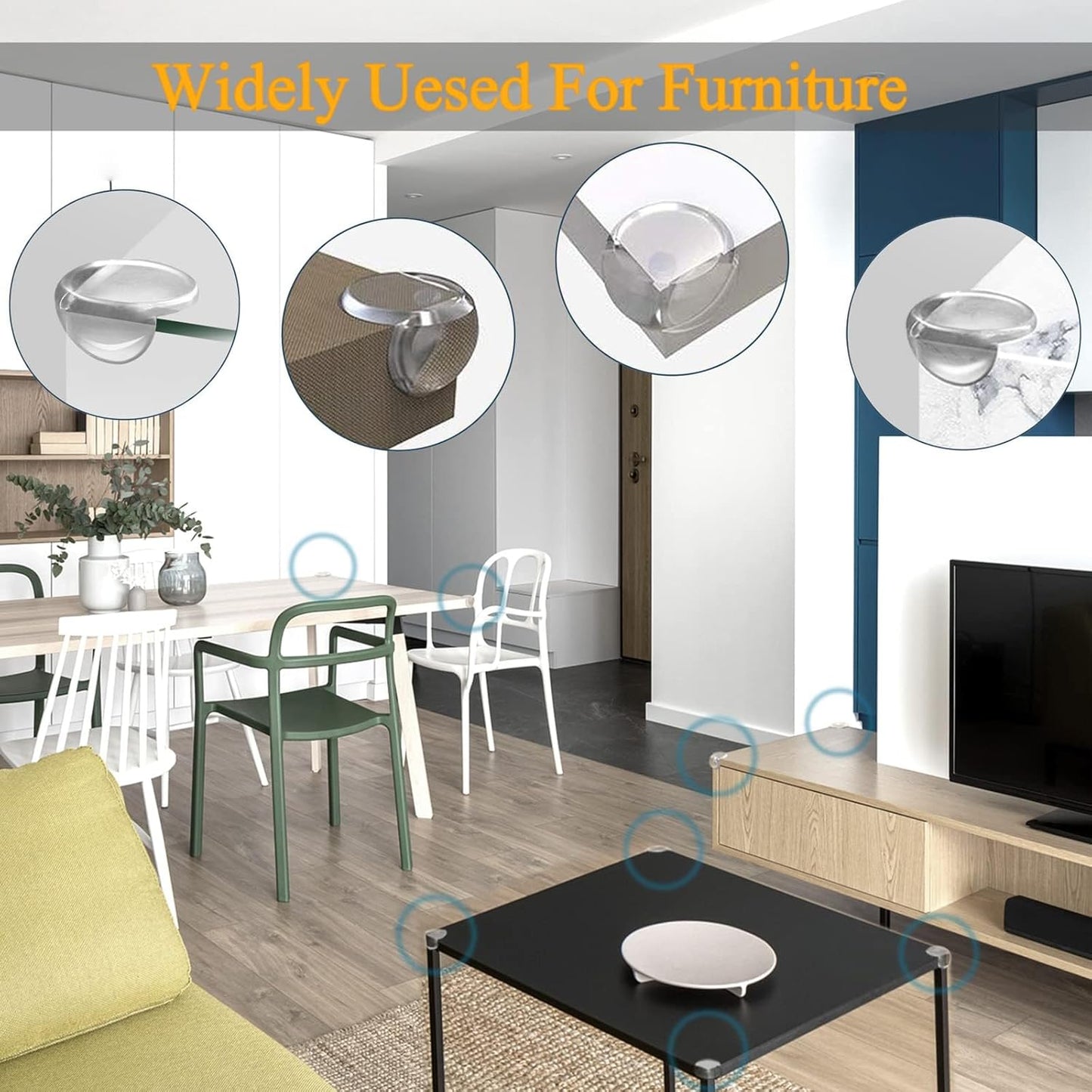 12 Pack Corner Protectors for Baby, Clear Corner Guards Protector Furniture Corner & Edges Safety Bumpers Cushion, Round, 1.6x1.6x0.8 in