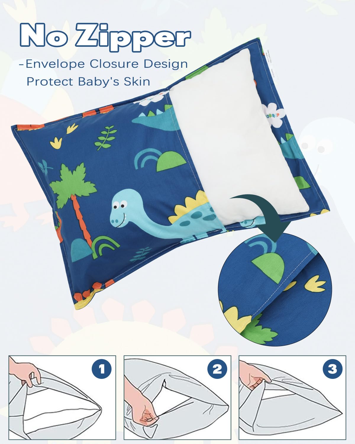 ALVABABY Toddler Pillowcases 2 Pack Organic Cotton Kids Pillow Cover Fit 13"x 18" or 14"x19" Envelope for Girl Boy Sleepy Travel(Pillowcase Only) 2L-FTP08A