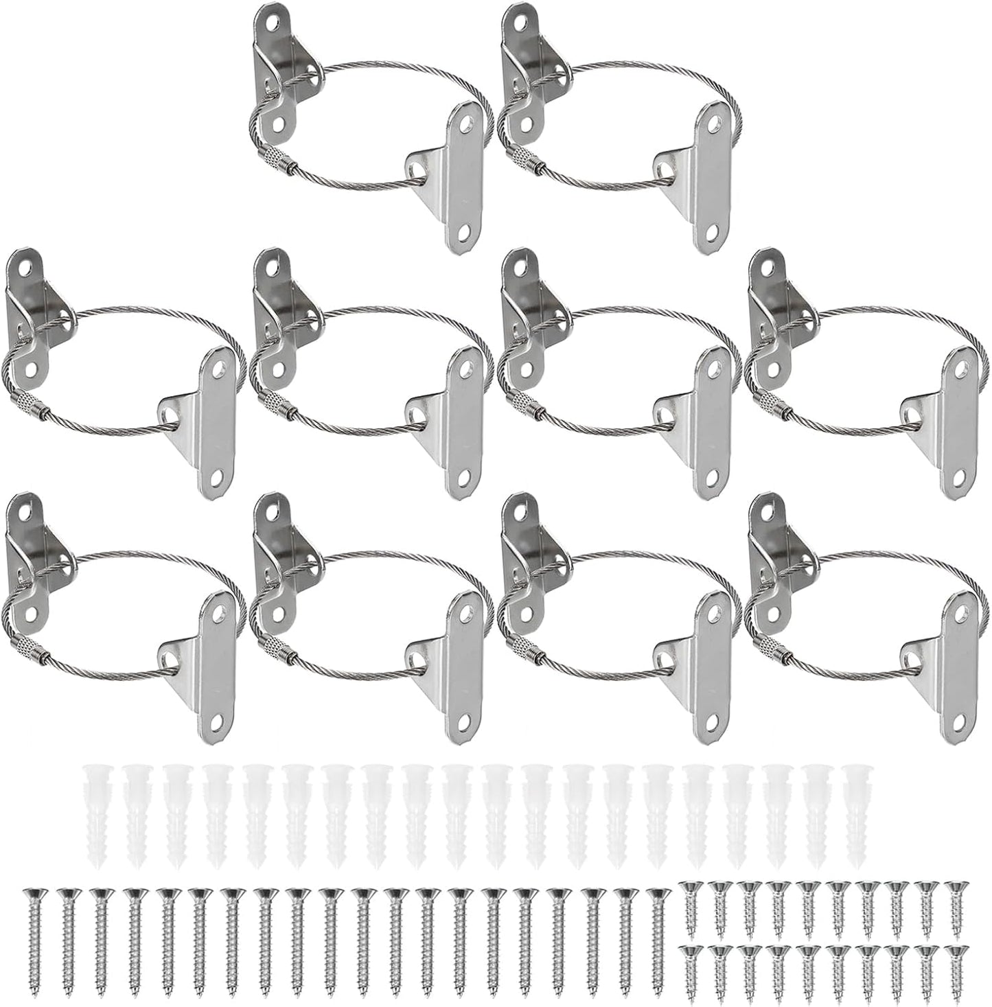 MECCANIXITY Furniture Anchors, 8 Inch Anti Tip Furniture Anchors Stainless Steel Furniture Securing Wall Anchors for Earthquake Straps Home Safety, Silver 10 Sets