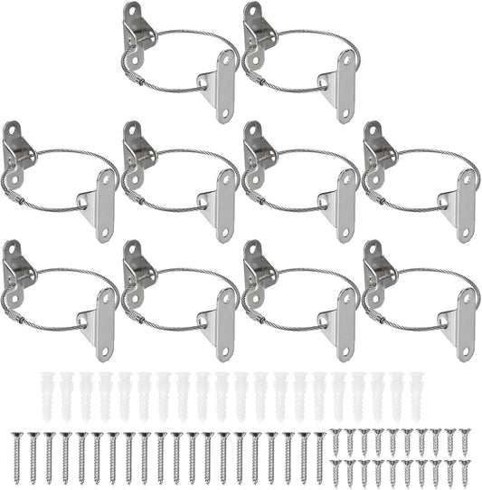 MECCANIXITY Furniture Anchors, 8 Inch Anti Tip Furniture Anchors Stainless Steel Furniture Securing Wall Anchors for Earthquake Straps Home Safety, Silver 10 Sets