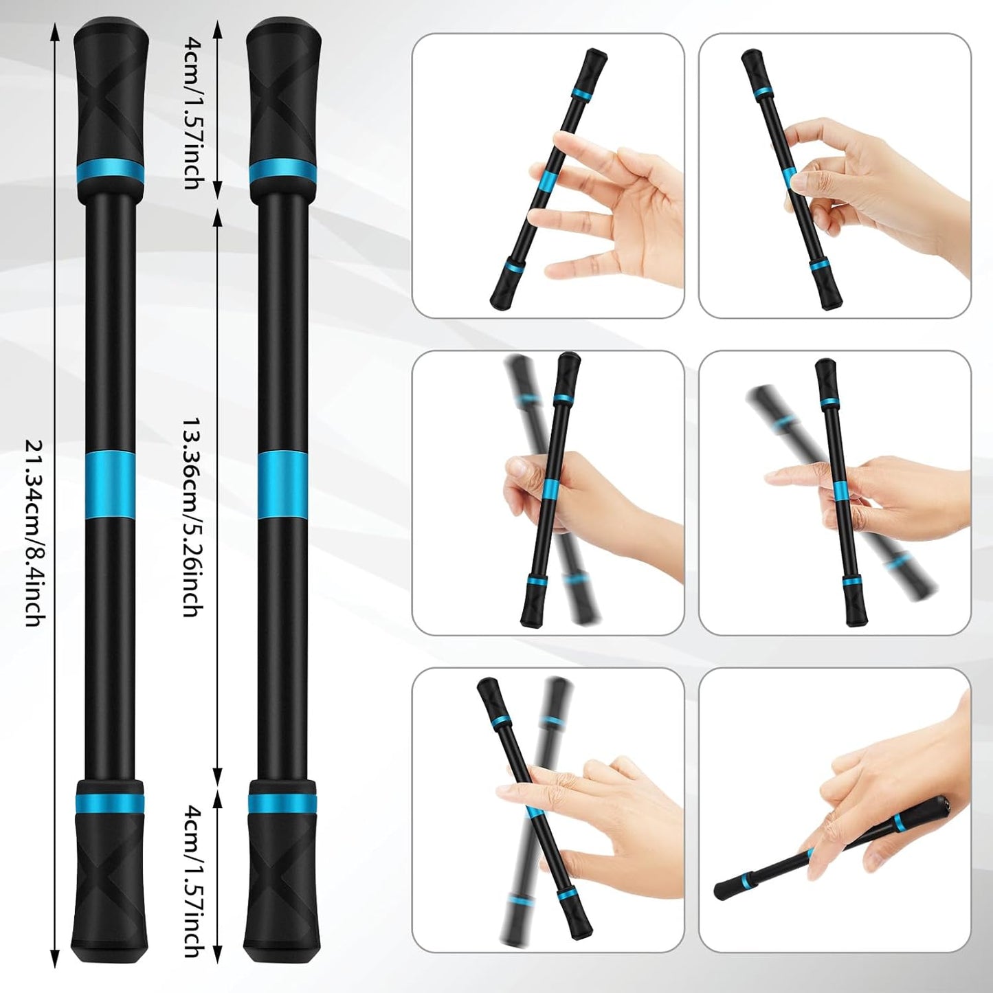 2 Pieces Pen Spinning Spinner Pen Gaming Pen Spinning Mod Gaming Spinning Pens Flying Spinning Pen Finger Rotating Pen for Kids Adults Office Supplies with Instruction Manual (Blue)