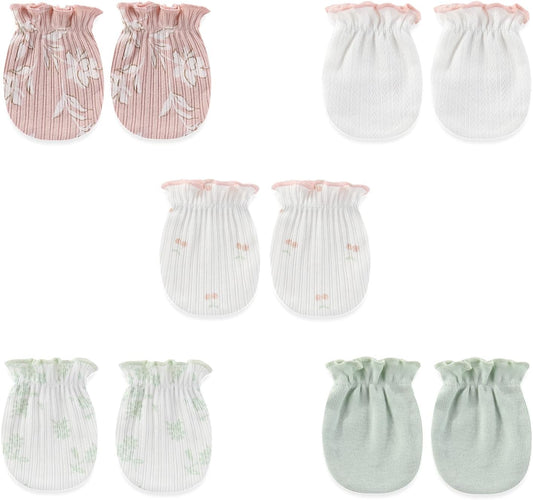 5 Pairs Baby Not Scratch Mittens 0-6 Months New Born Boy Girl Gloves Cute Infant Accessories