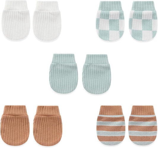 5 Pairs Baby Not Scratch Mittens 0-6 Months New Born Boy Girl Gloves Cute Infant Accessories