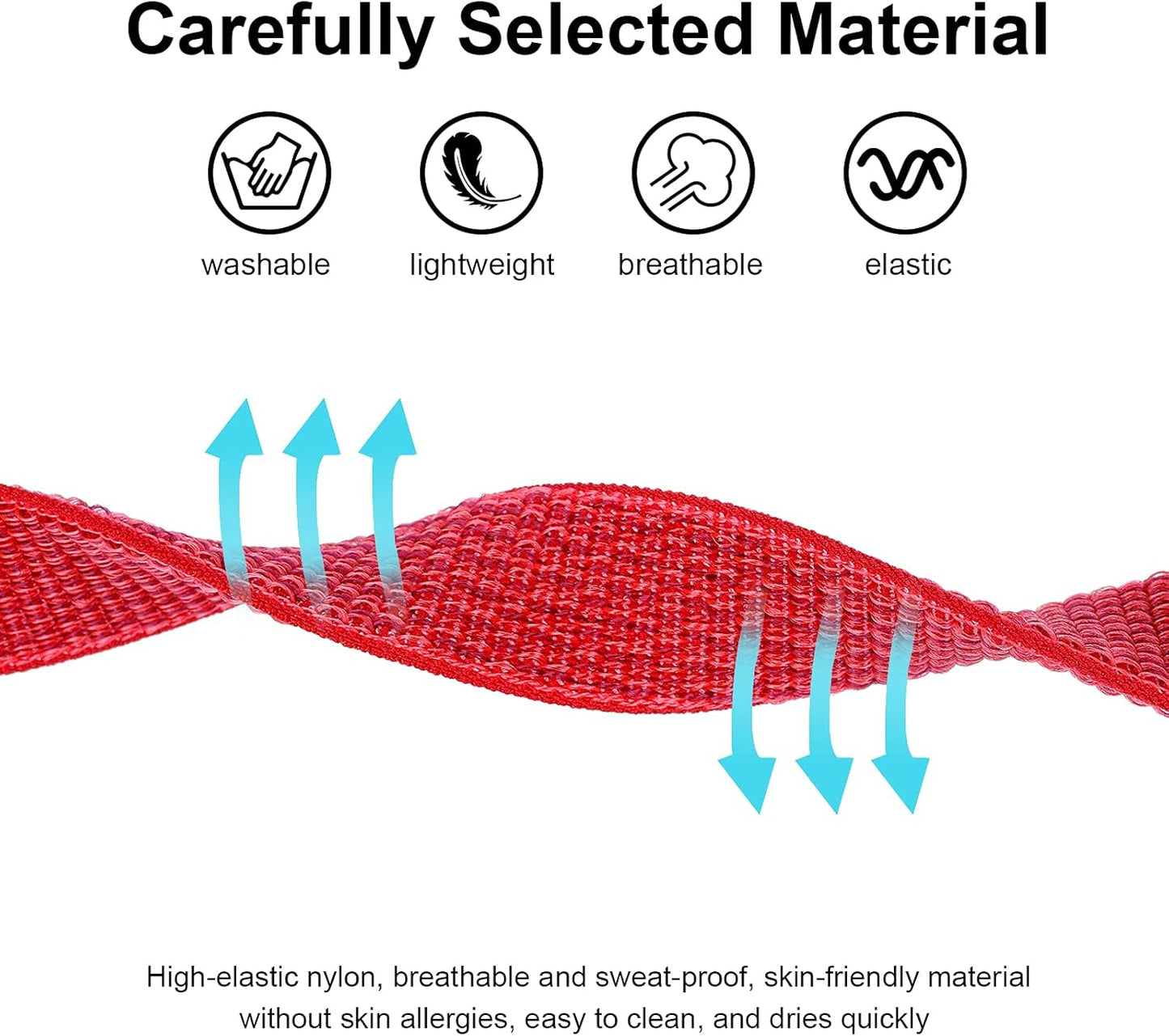 AirTag Bracelet for Kids, Apple Air Tag Protective Cover with Nylon Wristband, Anti Lost GPS Trackers Case Cover Elastic Watch Band for Toddlers Girls Boys Elders (Red)