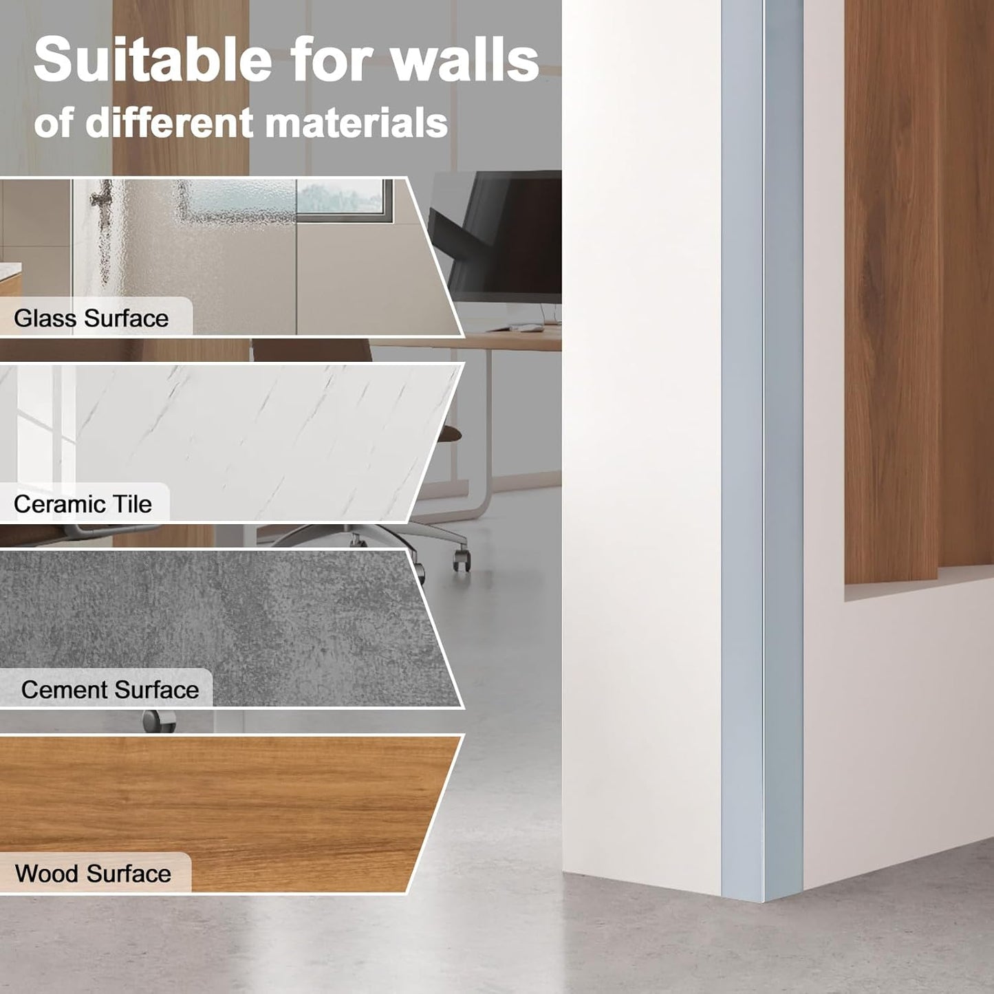 4PCS 45" Aluminum Metal Corner Protectors, Self Adhesive Corner Guards, Metal Wall Edge Protector Strip, Furniture Corner Protectors, Wall Cabinet Baseboard Decoration 45" x 2" (Gray Blue)