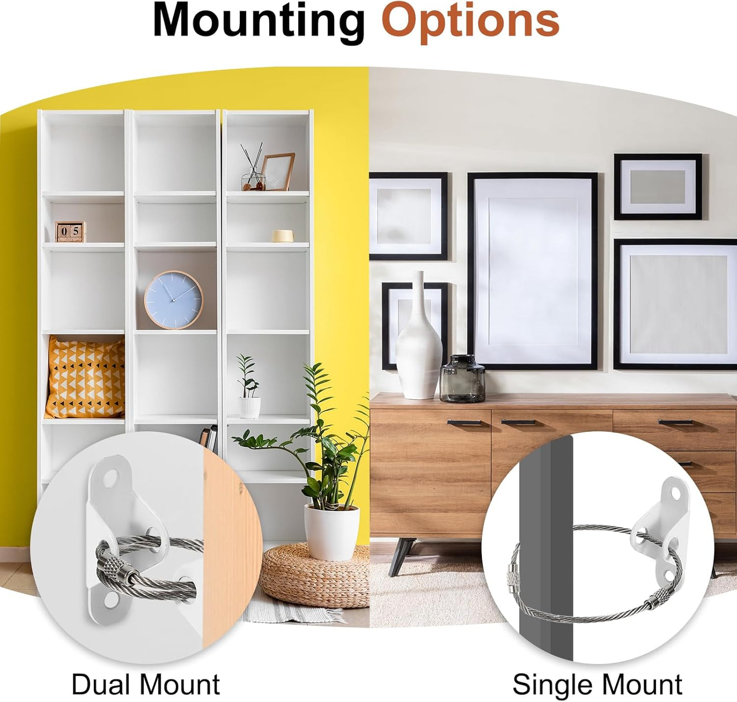 MECCANIXITY Furniture Anchors, 8 Inch Anti Tip Furniture Anchors Stainless Steel Furniture Securing Wall Anchors for Earthquake Straps Home Safety, Silver 10 Sets