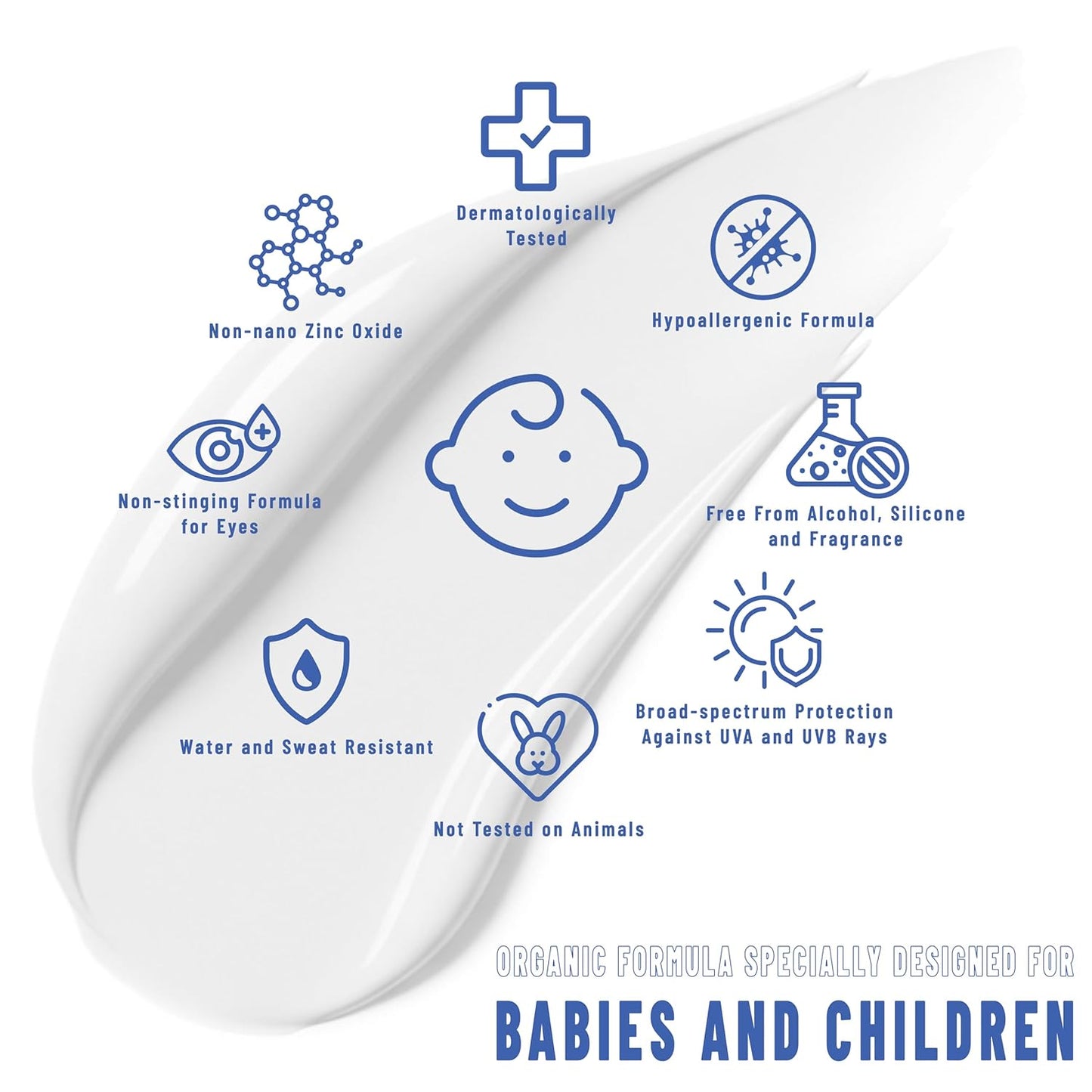 ALIYES SPF 50+ Organic Baby&Kids Mineral Sunscreen – Safe for Babies - Water Resistant Sun Cream – Broad Spectrum UVA/UVB Sun Protection – Vegan Baby Sunscreen Lotion, 1.69 FL