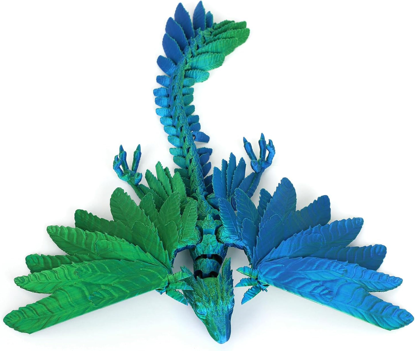 12" 3D Printed Animals,Feathered Wyvern Dragon 3D Printed Dragon with Wings, Adjustable Wings Articulated Dragon, Crystal Dragon Fidget Toy Surprise