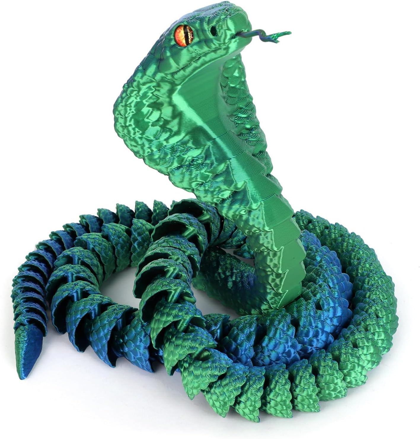25" 3D Printed Snake, 3D Printed Fidget Animals,3D Crystal Snake Flexible Joints Home Decor Executive Desk Toys,Home Office Decor Executive Desk Toys for Autism/ADHD (Black (Blue)
