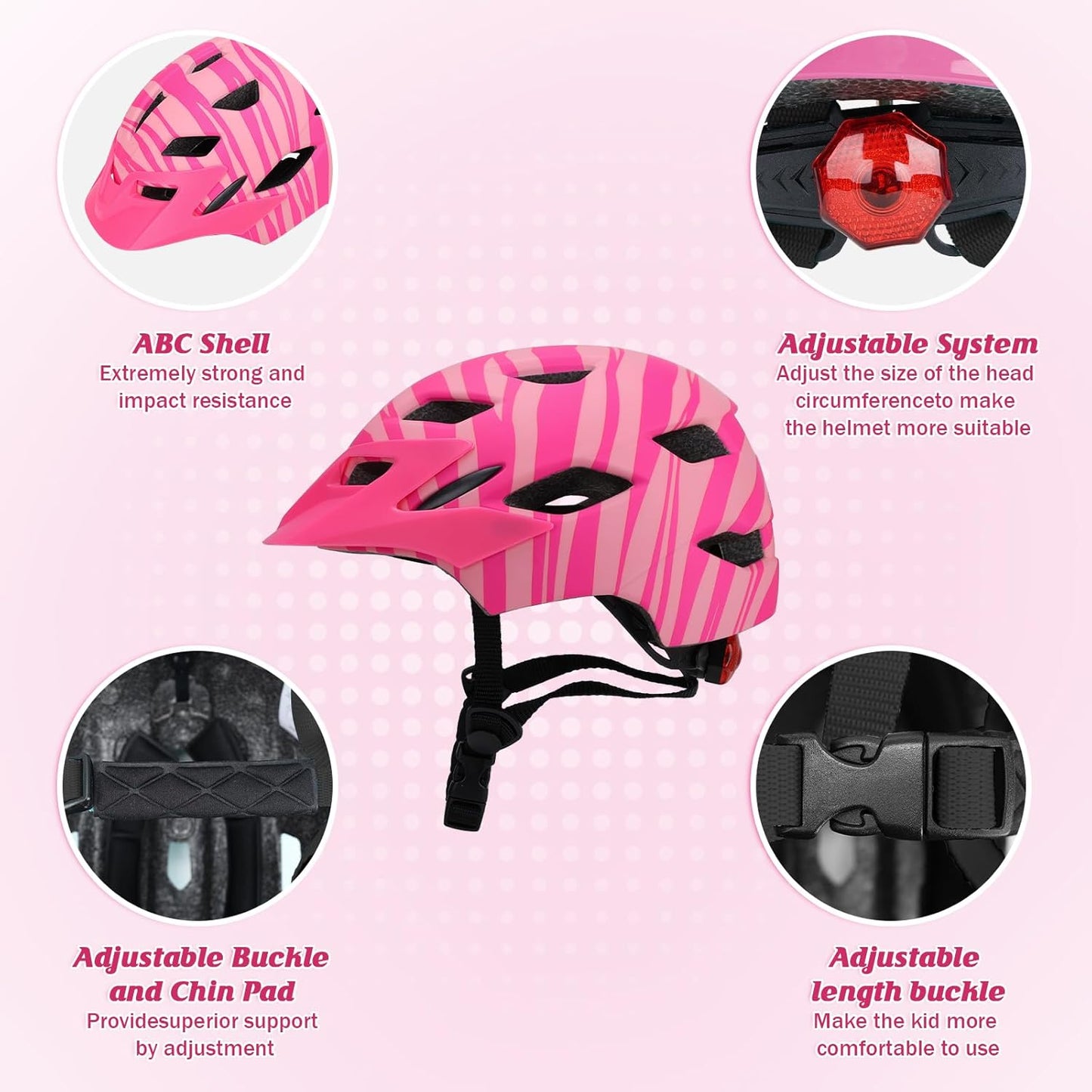 Adjustable Toddler Helmet, Kids Bike Helmets for Boys Girls 3-5/4-6/5-8 Years, Protective Gear Set for Bicycling/Skateboarding/Rollerblading/Scootering