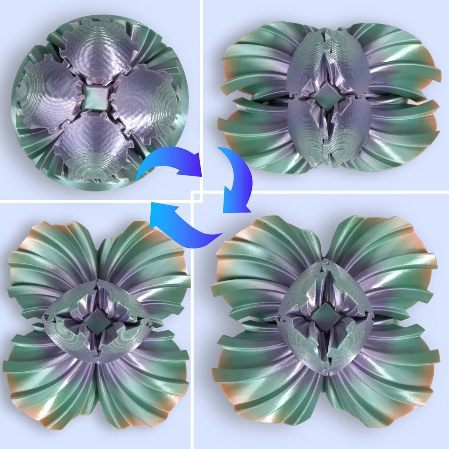 3D Printed Gear Ball, Gear Sphere Fidget Toy Stress Relif Toy for ADHD, Anxiety Relaxing Toy for Adults at Work/Study/Travel, Twist Candy Color