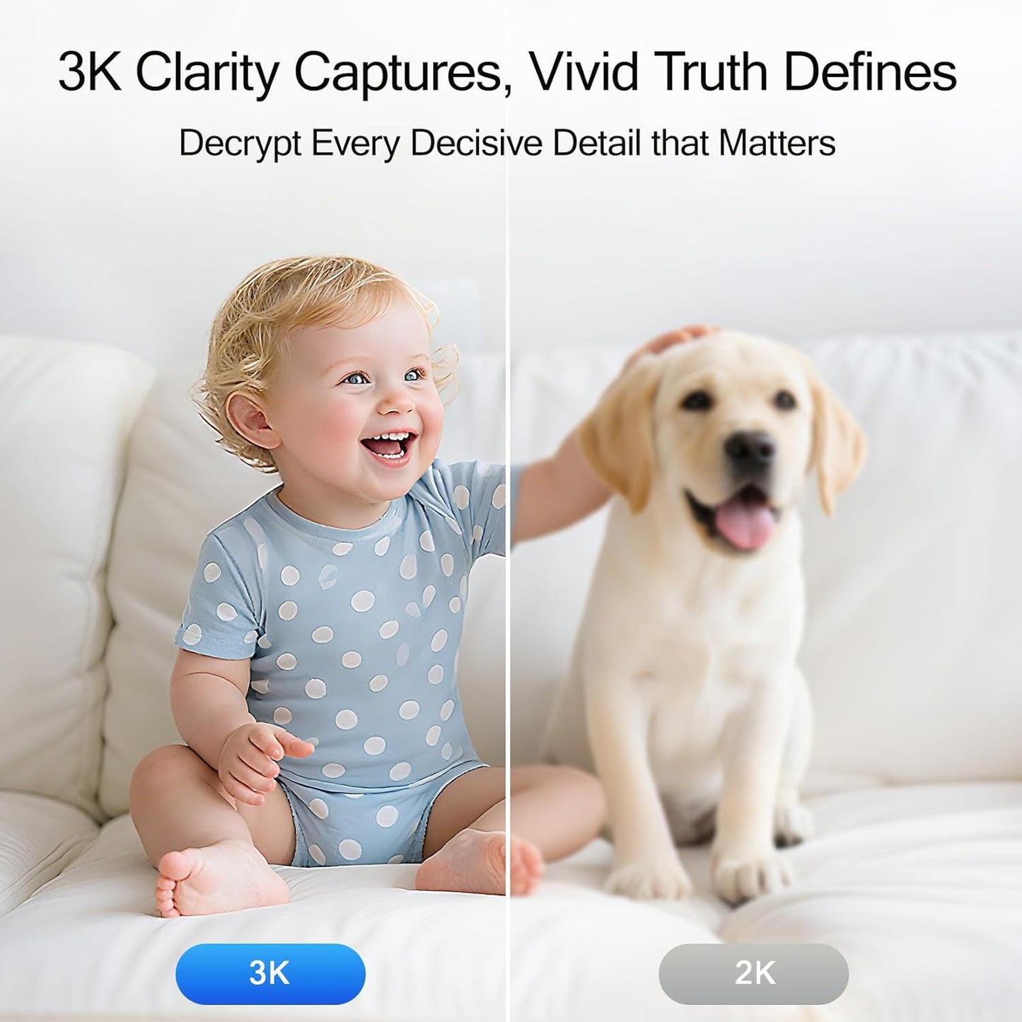 3K Pet/Dog/Cat Camera with Phone App, No-Subscription Local Person/Pet/Face Detection, 5G Security Camera Indoor, PTZ WiFi Cameras for Home Security, 0-Glow Night Vision, Full Duplex Audio