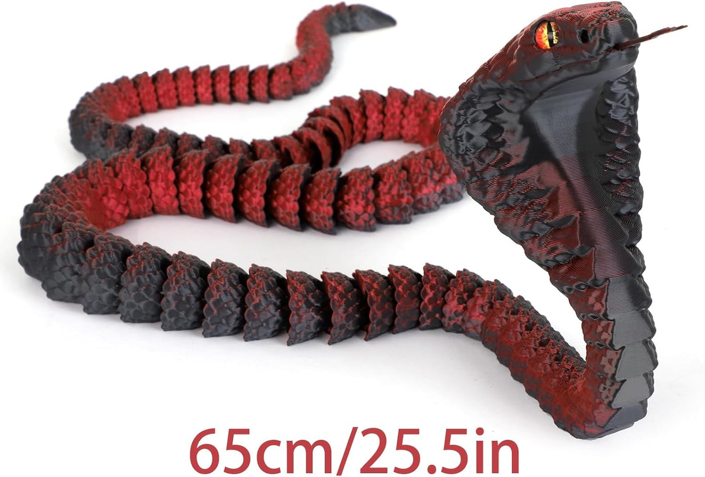 25" 3D Printed Snake, 3D Printed Fidget Animals,3D Crystal Snake Flexible Joints Home Decor Executive Desk Toys,Home Office Decor Executive Desk Toys for Autism/ADHD (Black)