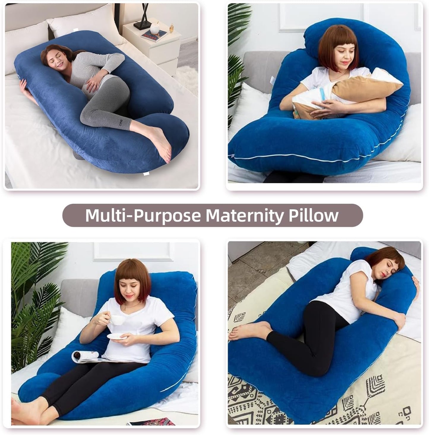 60 Inch Full Body Pregnancy Pillows for Sleeping Cooling Pregnancy Pillow,U Shaped Pregnancy Body Pillow,Maternity Pillows for Pregnant Women with Removable Washable Velvet Cover.(Blue)