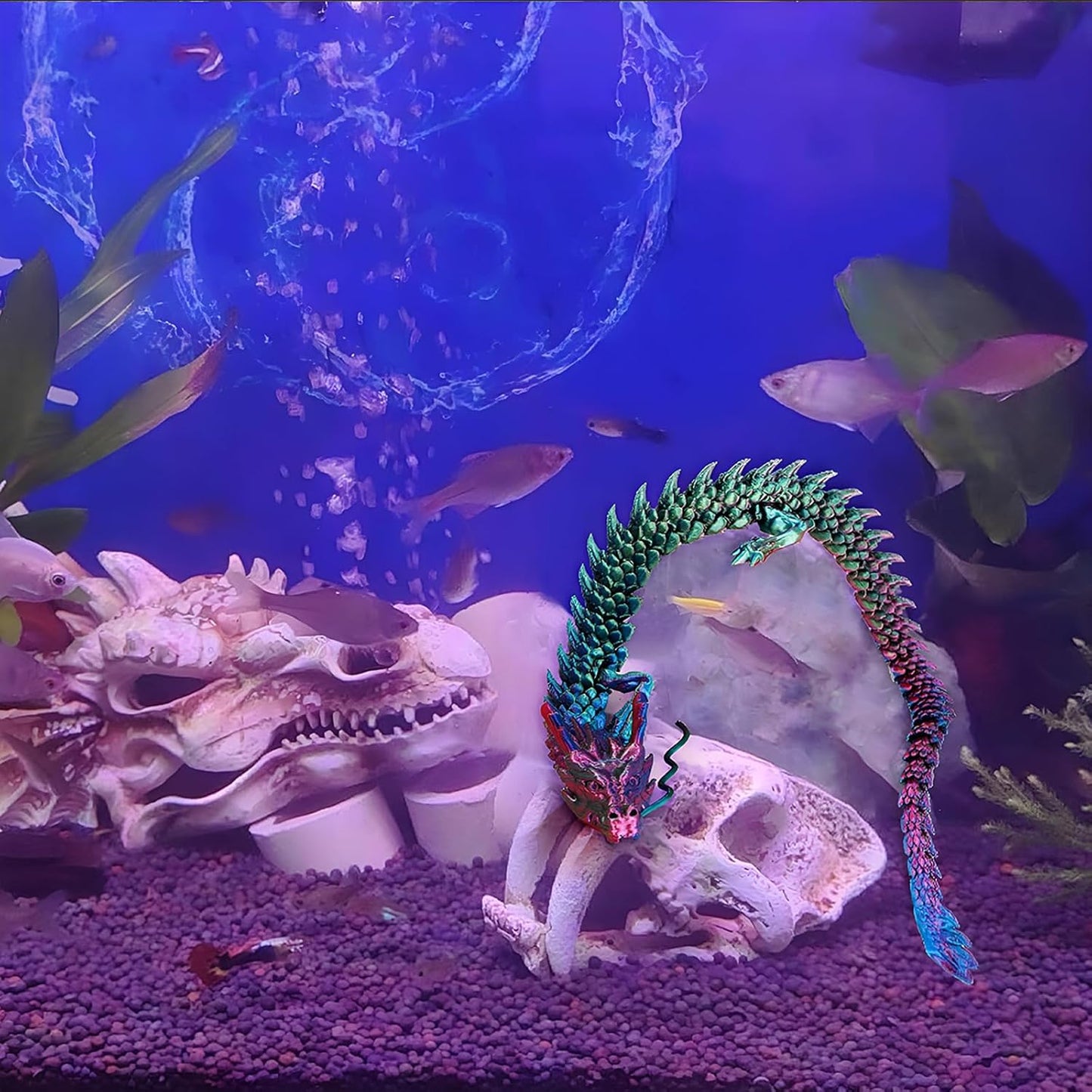 3D Printed Dragon Fidget Toy, 18in Surprise Mystery Dragon, Crystal Dragon Fidget Toy, Articulated Pye Dragon Fish/Display Cabinet/Home/Office Desktop Decor (Leaves Green)