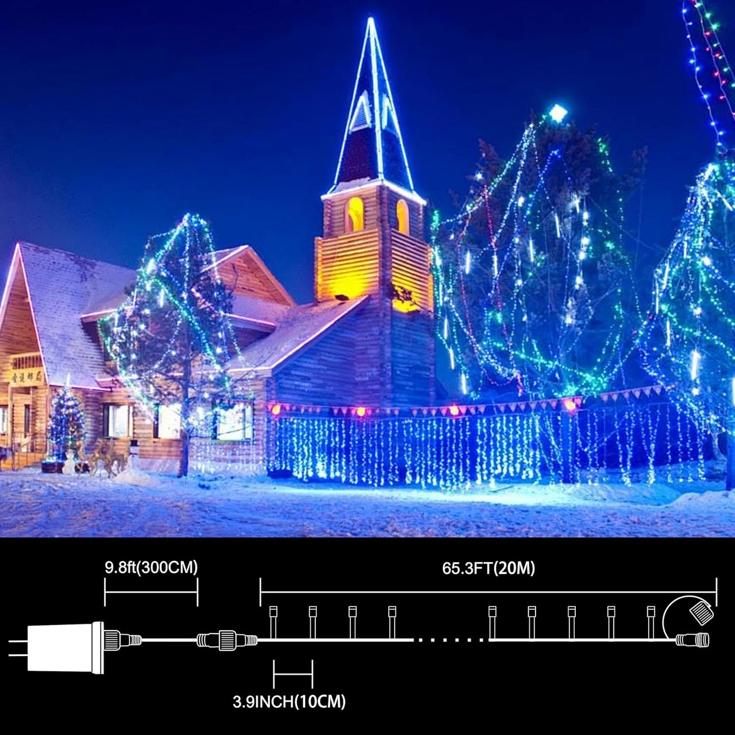 66ft Christmas Decorative Mini Lights,200 LED Transparent Wire Fairy Starry String Lights Plug in, 11 Lighting Modes, for Indoor Outdoor Xmas Tree Wedding Party Decoration (Blue)