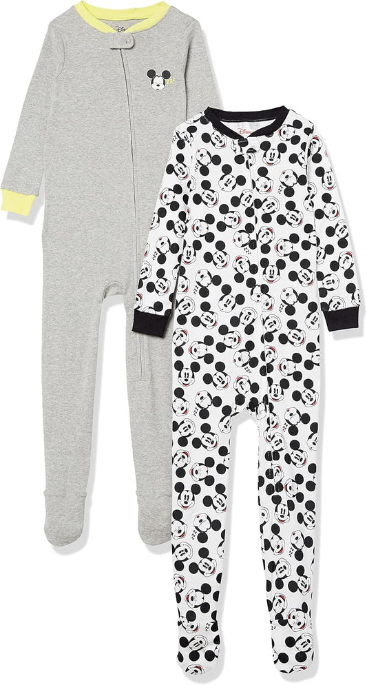 Amazon Essentials Disney | Marvel | Star Wars Unisex Babies' and Toddlers' Snug-Fit Cotton Footed Pajamas, Multipacks