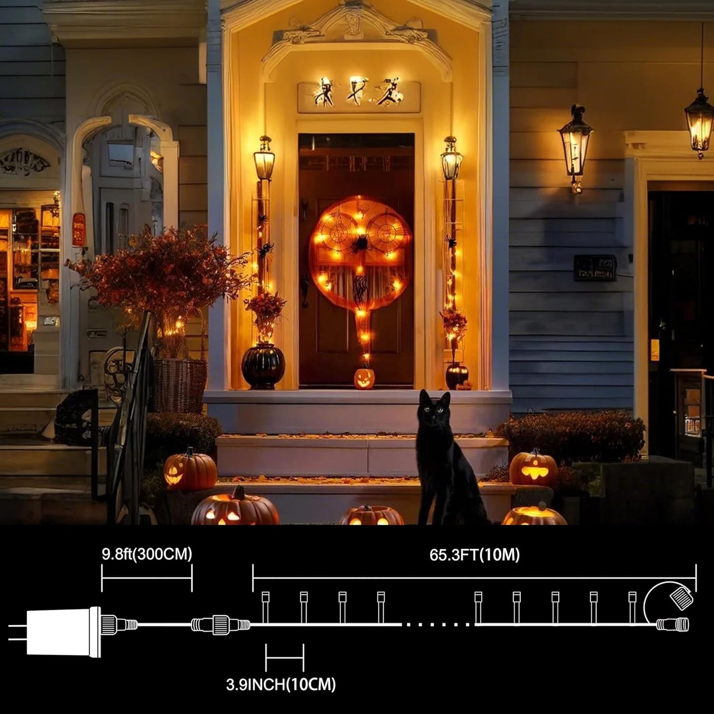 33ft Halloween Decorative Mini Lights, 100 LED Transparent Wire Fairy Starry String Lights Plug in, 11Lighting Modes, for Halloween Decoration Outdoor Xmas Tree Party Decoration (Orange)