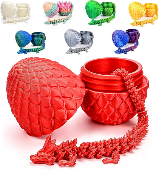 12inch Dragon Egg, Year of The Dragon, 3D Printed Dragon, Executive Desk Toys, Articulated Dragon, Fidget Toys Gifts for Graduates Students Teachers Adults (Red)