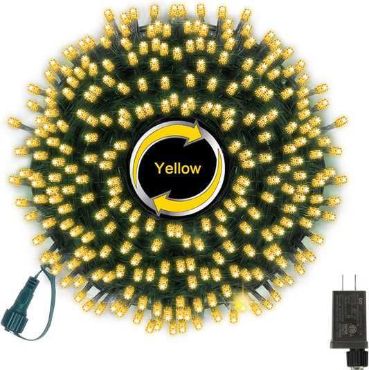 66ft Golden Christmas Decorative Mini Lights,200 LED Green Wire Fairy Starry String Lights Plug in, 11 Lighting Modes for Indoor Outdoor Xmas Tree Wedding Party (Yellow)