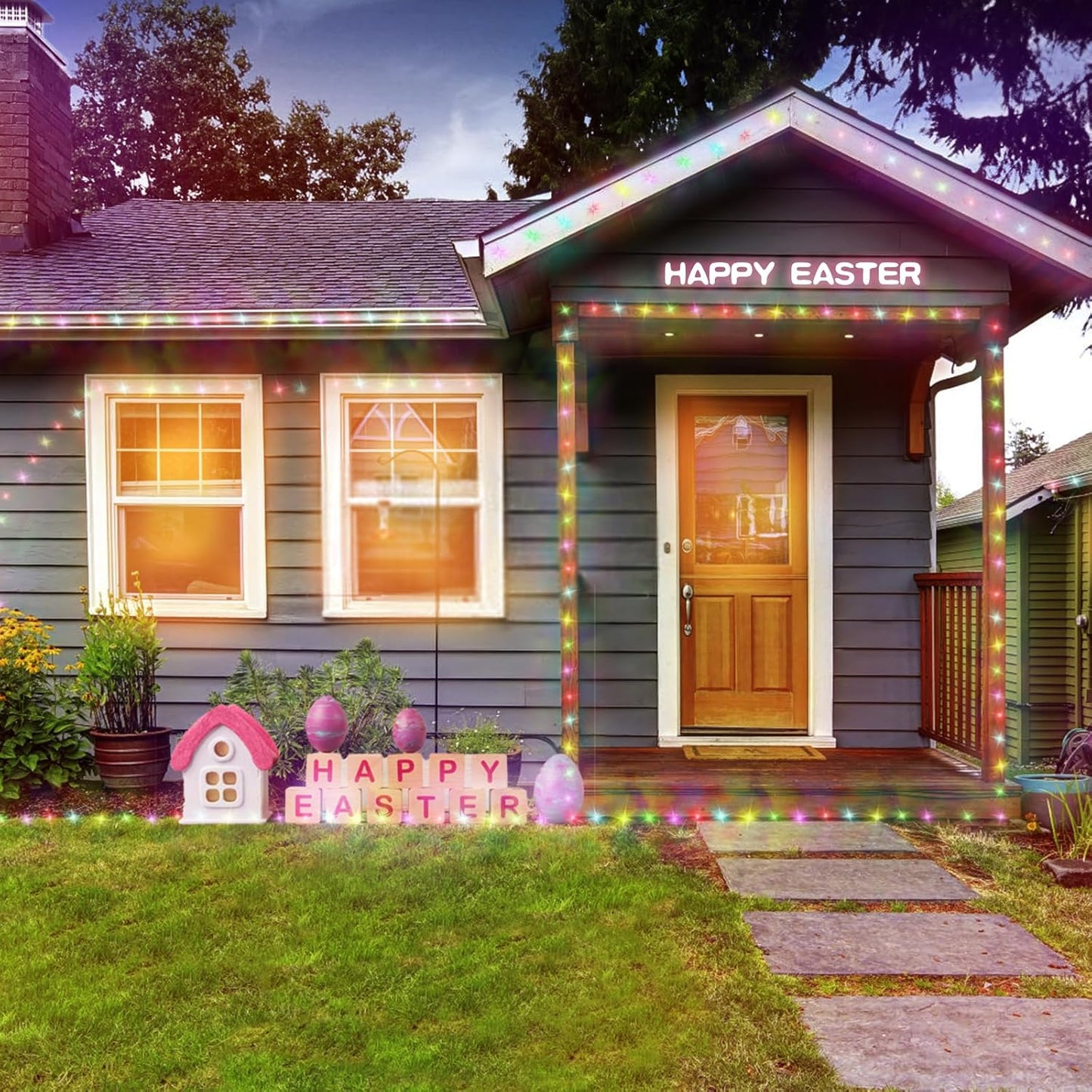 33ft Easter Lights, 100 LED Green Wire Fairy Starry String Lights Plug in, 11 Lighting Modes, for Indoor Outdoor Xmas Tree Wedding Party Decoration (Multicolor)