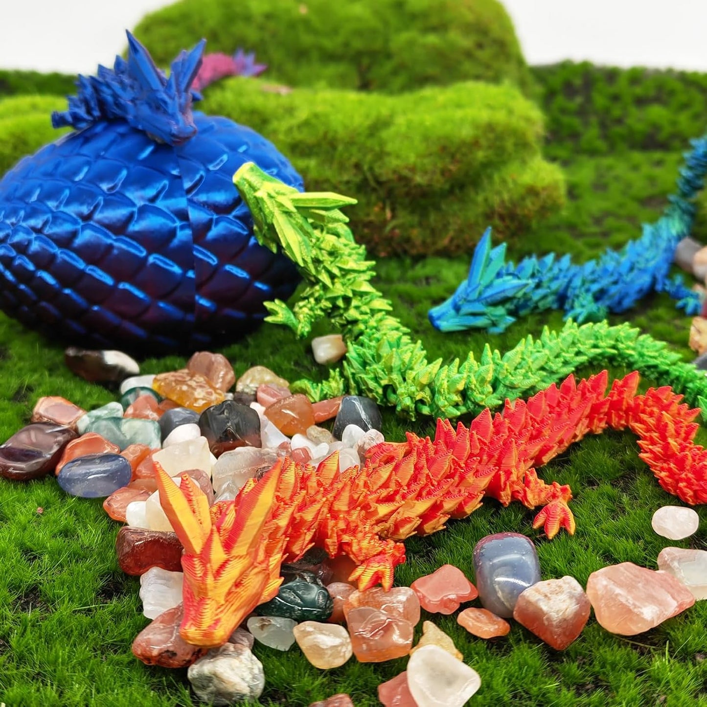 3D Printed Dragon Egg, 3D Printed Articulated Dragon Eggs with Dragon Inside, Crystal Dragon Fidget Toy, Adults Fidget Toys, Mystery Dragon Egg for Autism and ADHD（Laser Red）